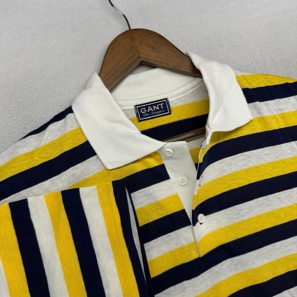 Gant Other - Vintage Gant Polo Shirt Mens XL Yellow Blue The Rugger Knit Deadstock 70s ivy